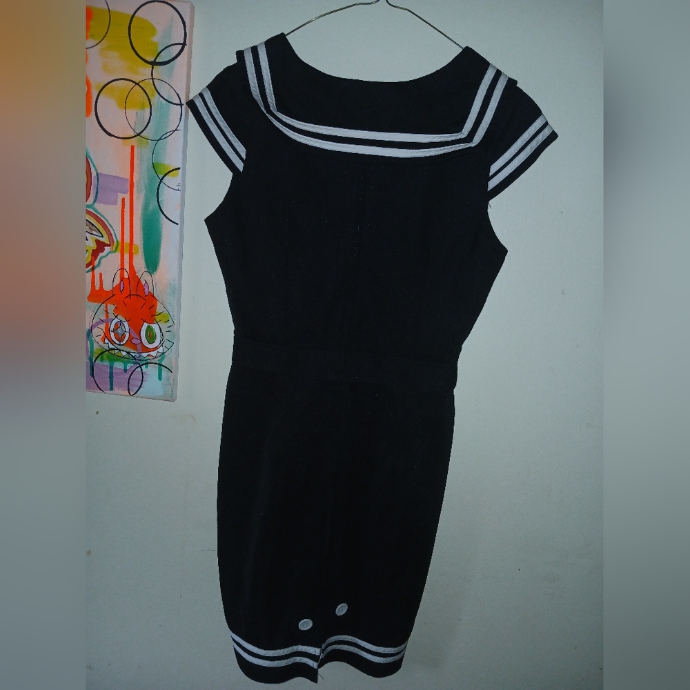 Hellbunny Vixen XS Nautical Dress with White Accents - Picture 3 of 3